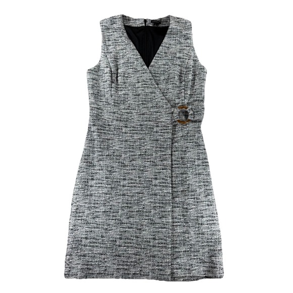 Taylor Dresses & Skirts - Ann Taylor 10 Gray Black Textured Knit Sleeveless Belted Sheath Dress Career